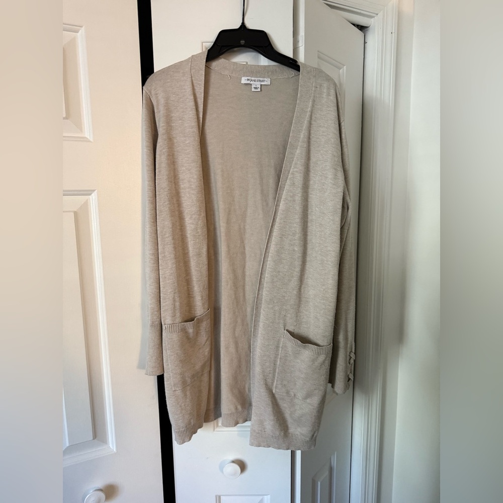 Light Tan Open Front Cardigan